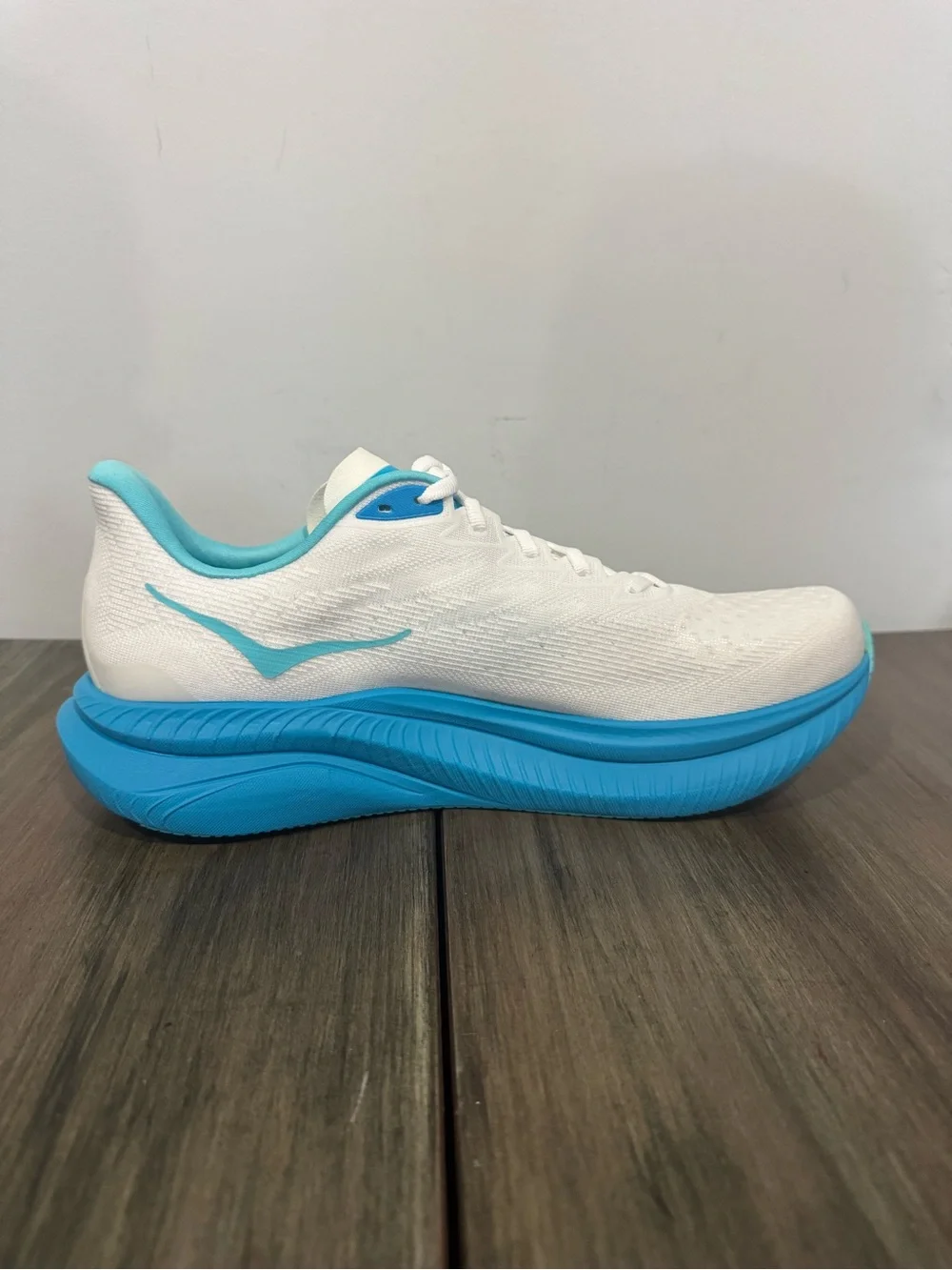 Hoka Women's White & Turquoise Athletic Running Shoe